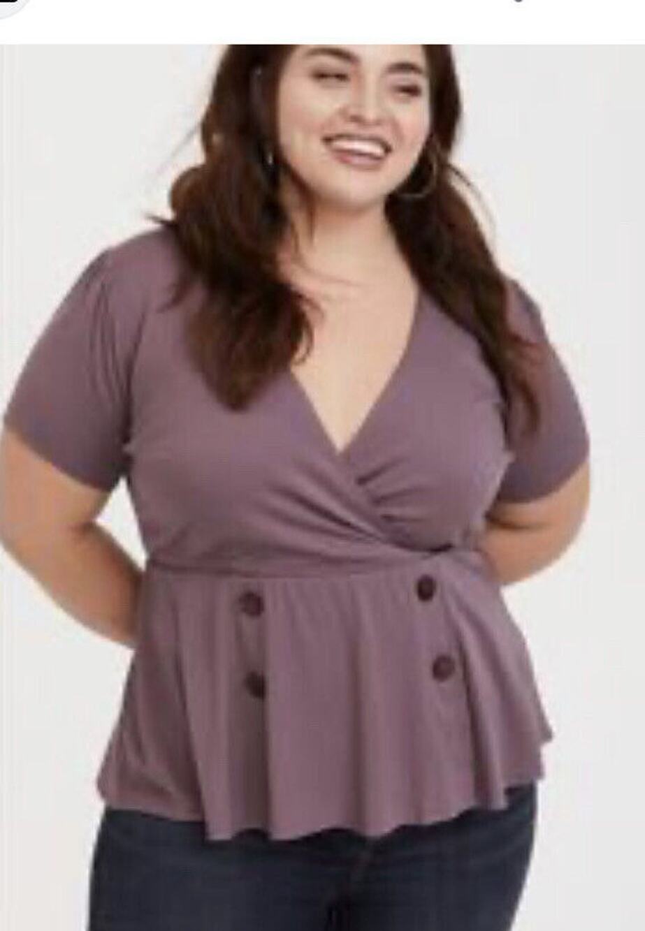 Torrid Mauve Purple Stretch Challis Peplum Blouse